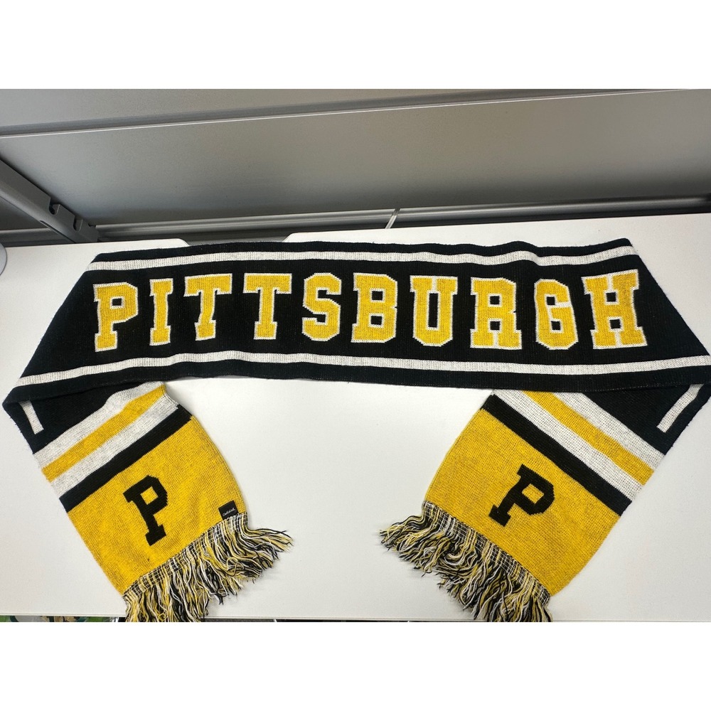 Chokolich Pittsburgh Scarf Black Gold Knit Fan Gear Fringe 60 Inch